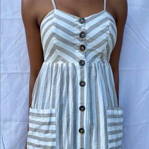 Summer linen spaghetti strap dress
